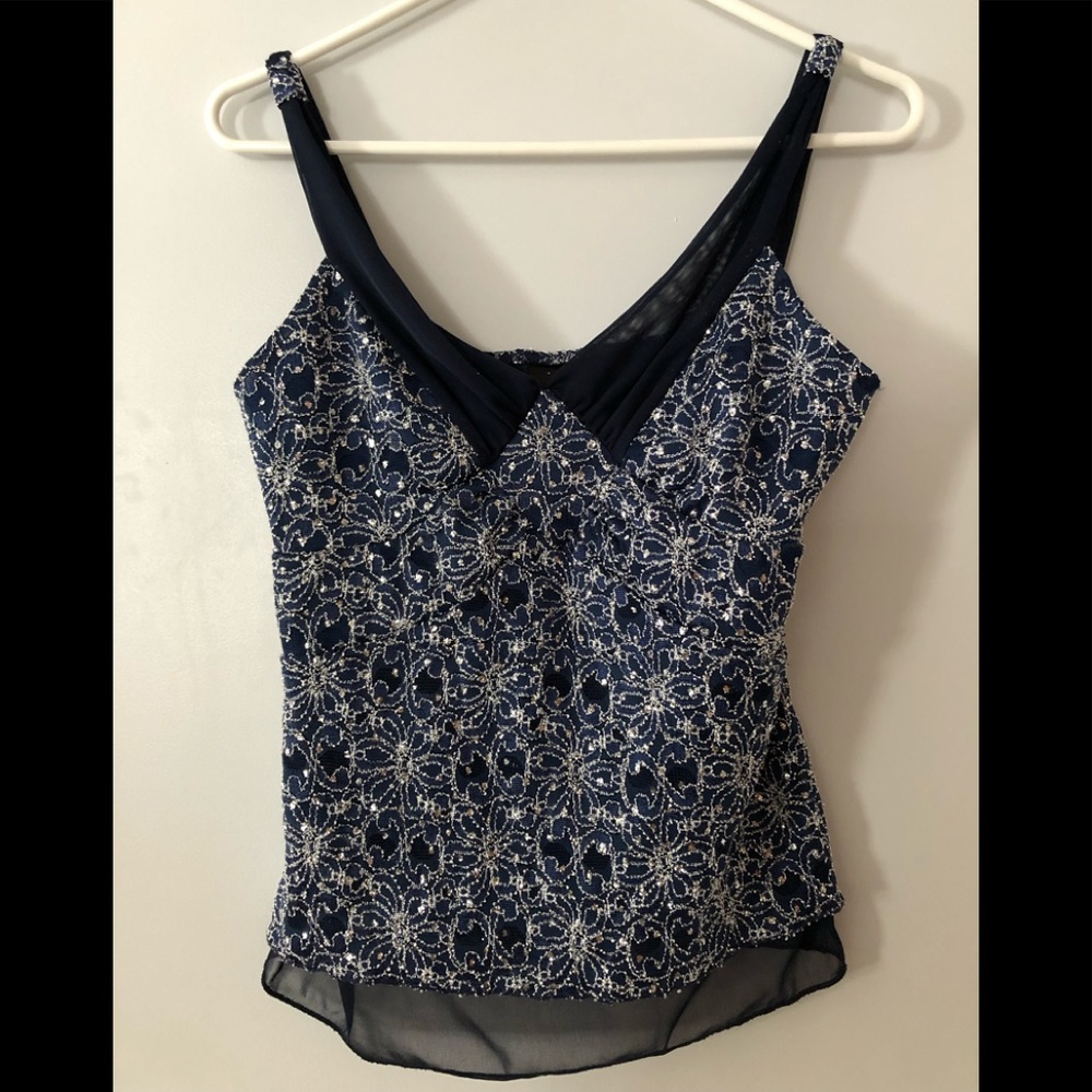 Sparkly blue and white top  size M